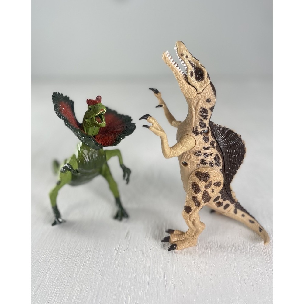 Kid Galaxy Lot of 2 Posable Dinosaurs Lights & Sounds TRex‎ Dilophosaurus Park